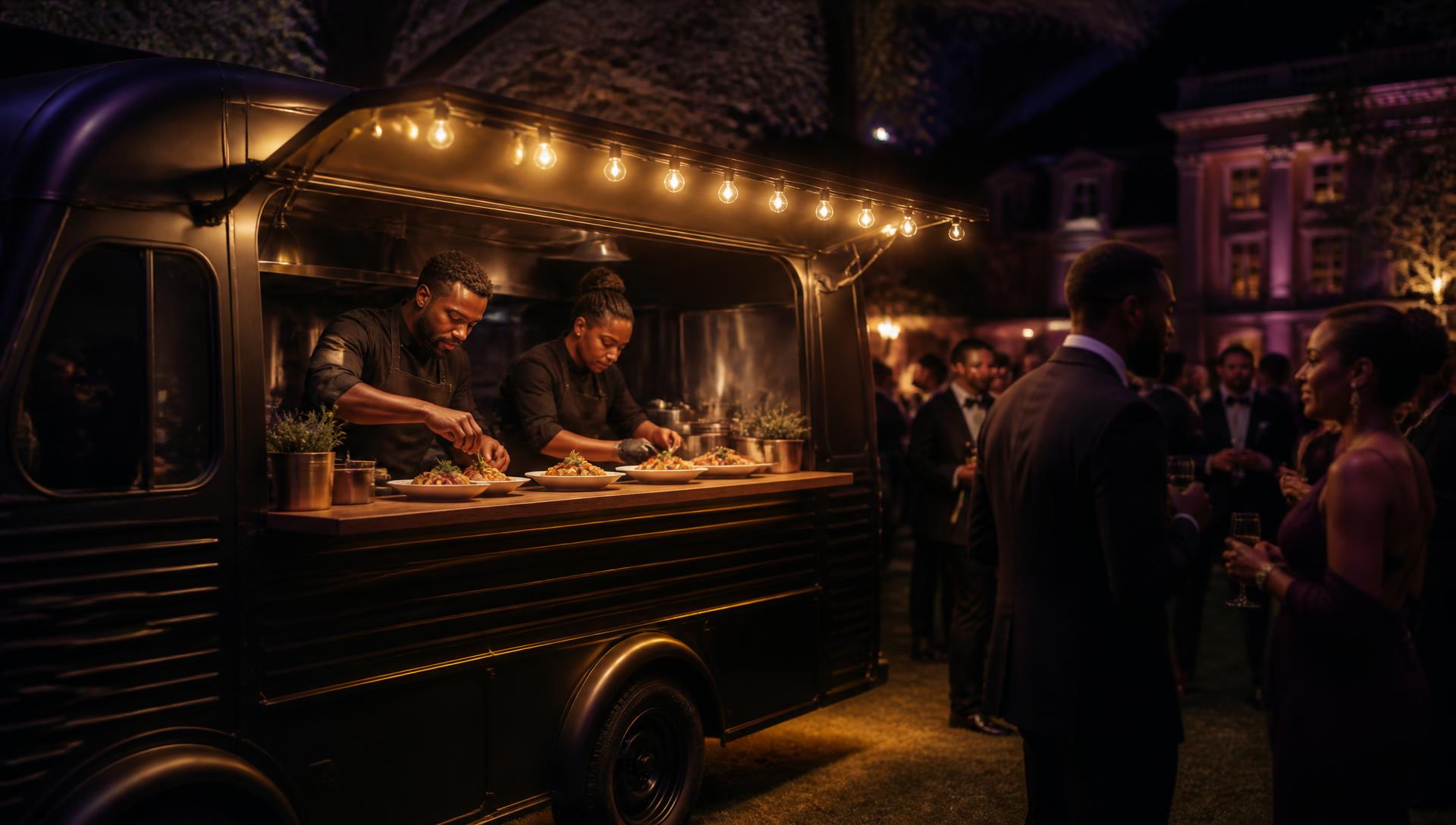Foodtruck Deby's Delice installé en extérieur lors d'une réception privée
